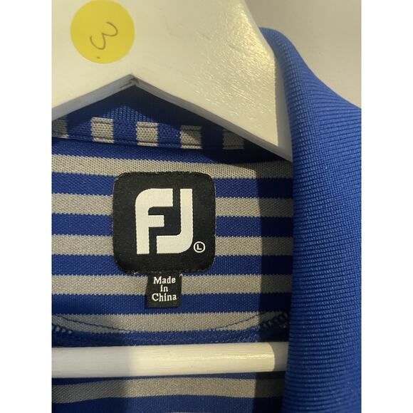 Footjoy Mens Large Blue Gray Striped Short Sleeve Golf Polo Shirt - Picture 2 of 5